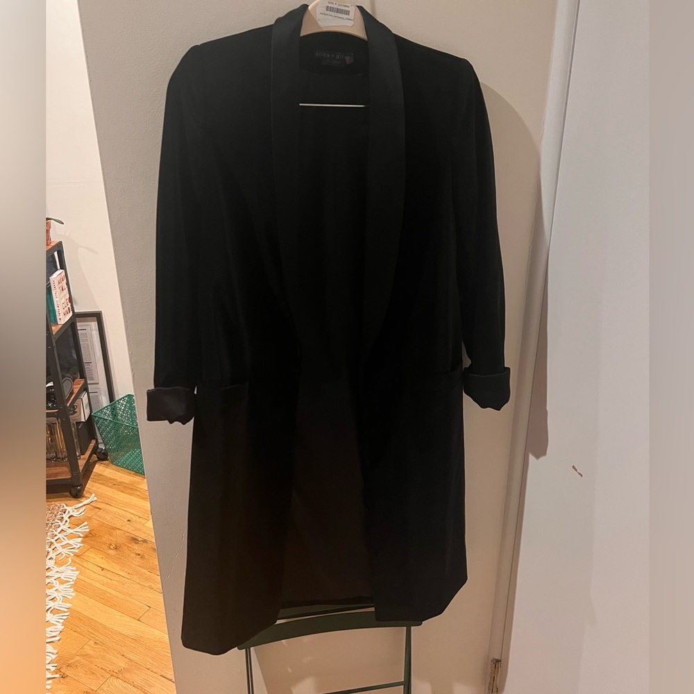 Alice + Olivia black velvet duster